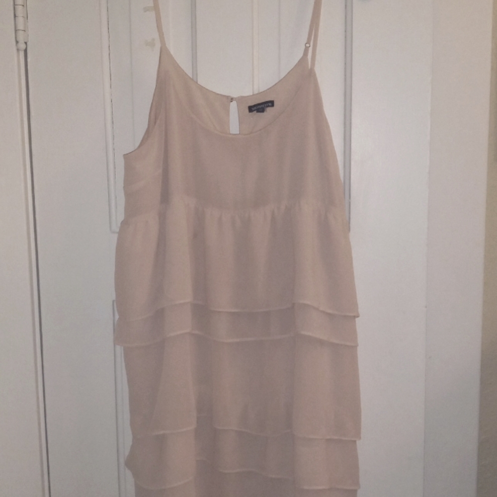 Ruffled spaghetti trap blush pink dress